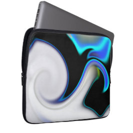 Mengsel van glad met blauwe neonkrommen over schad laptop sleeve