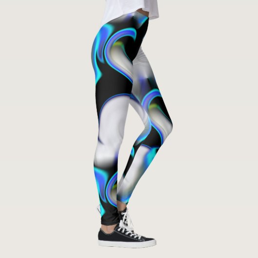 Mengsel van glad met blauwe neonkrommen over schad leggings (Rechts)