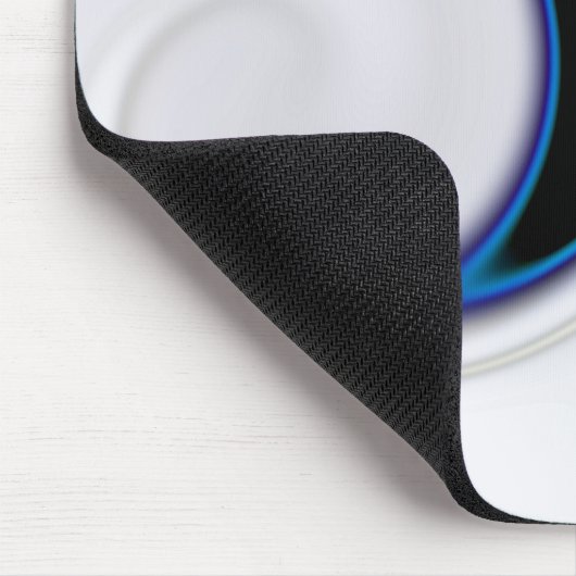 Mengsel van glad met blauwe neonkrommen over schad muismat (Hoek)