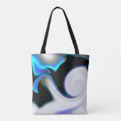 Mengsel van glad met blauwe neonkrommen over schad tote bag (Achterkant)