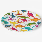 Mengsel van kleurrijke dinosaurussen in zwart canv papieren bordje (Gekanteld)