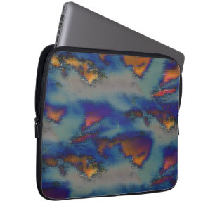 Mengsel van oranje en blauw, gekleurd met kraseffe laptop sleeve