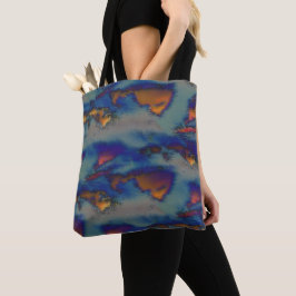 Mengsel van oranje en blauw, gekleurd met kraseffe tote bag