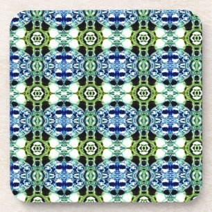 Mengsel van vormen in blauw en groenachtig, helder bier onderzetter