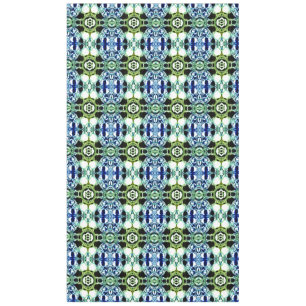 Mengsel van vormen in blauw en groenachtig, helder tafelkleed