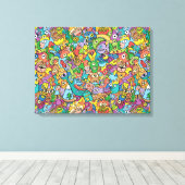 Mengsel van vreemde doodles in een speels carnaval canvas afdruk (Insitu (Houten vloer))