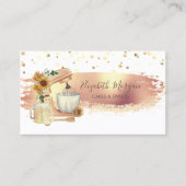 Mengsel Zonnebloemen, gouden Stippen, penseelstree Visitekaartje (Voorkant)