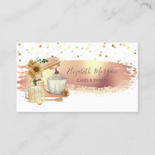 Mengsel Zonnebloemen, gouden Stippen, penseelstree Visitekaartje