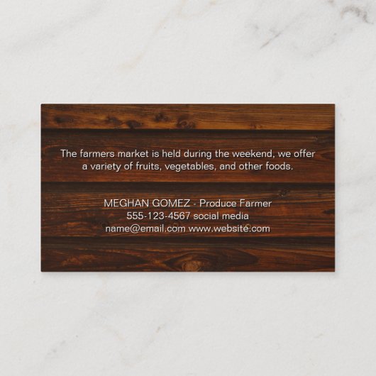 Mengsels van de Berries- en boerenmarkt Visitekaartje (Achterkant)