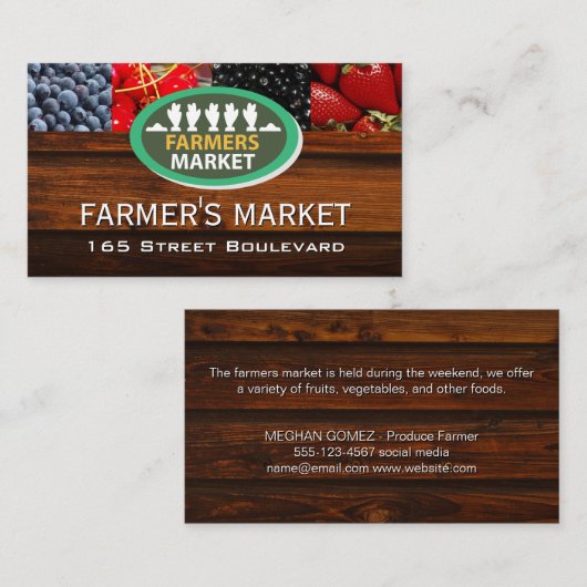 Mengsels van de Berries- en boerenmarkt Visitekaartje (Voorkant / Achterkant)