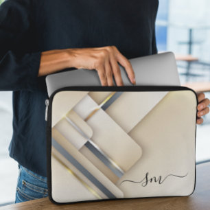 Mengsels van metaal-3-D-look Calligrafie-Initialen Laptop Sleeve