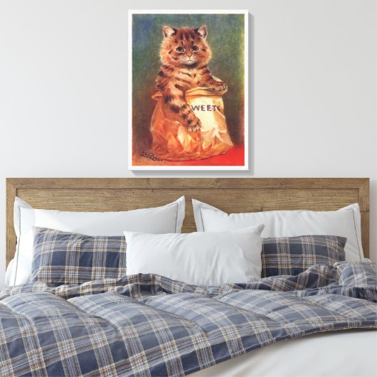 Mengsels van Sweets Cat van Louis Wain Canvas Afdruk (Insitu (Slaapkamer))