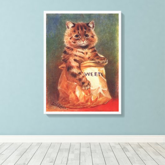 Mengsels van Sweets Cat van Louis Wain Canvas Afdruk (Insitu (Houten vloer))