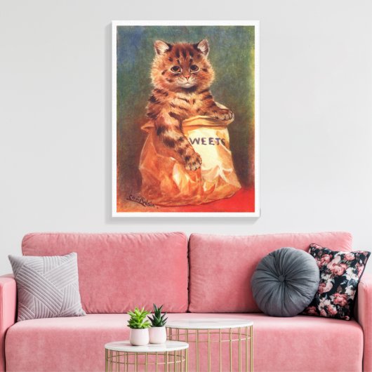 Mengsels van Sweets Cat van Louis Wain Canvas Afdruk (Insitu (Woonkamer))
