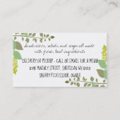 Mengsels van visitekaartje van keukenchef (Achterkant)