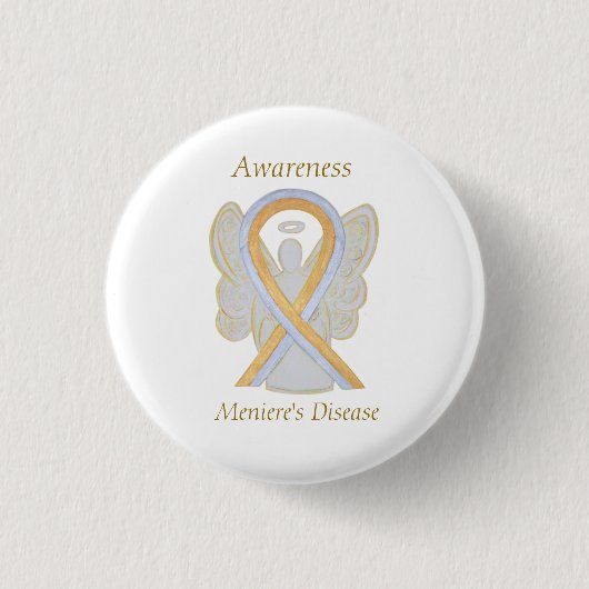 Meniere's Disease Awareness Ribbon Angel Pin Ronde Button 3,2 Cm (Voorkant)