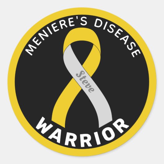 Meniere's Disease Warrior Ribbon Black Ronde Sticker (Voorkant)