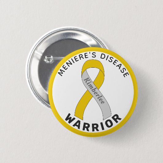 Meniere's Disease Warrior Ribbon White Button (Voorkant /achterkant)