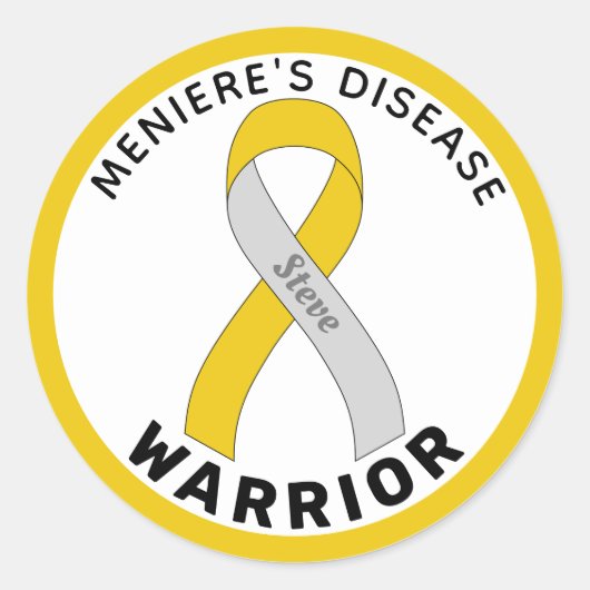 Meniere's Disease Warrior Ribbon White Ronde Sticker (Voorkant)