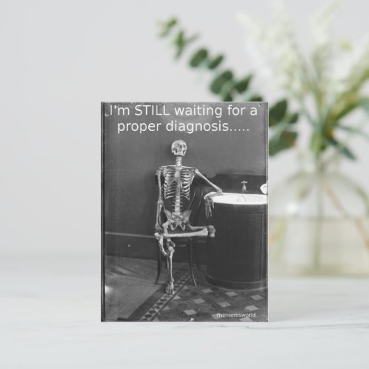 Menieres skeleton briefkaart (Staand voorkant)