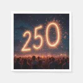 Menigte kijkt naar 250ste verjaardag vuurwerk servet