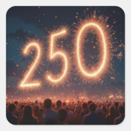 Menigte kijkt naar 250ste verjaardag vuurwerk vierkante sticker