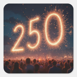 Menigte kijkt naar 250ste verjaardag vuurwerk vierkante sticker