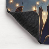 Menigte met Amerikaanse vlaggen en sterretjes Muismat (Hoek)