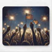 Menigte met Amerikaanse vlaggen en sterretjes Muismat (Voorkant)