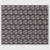 Menigte met Amerikaanse vlaggen en vuurwerk Cadeaupapier (Vlak)