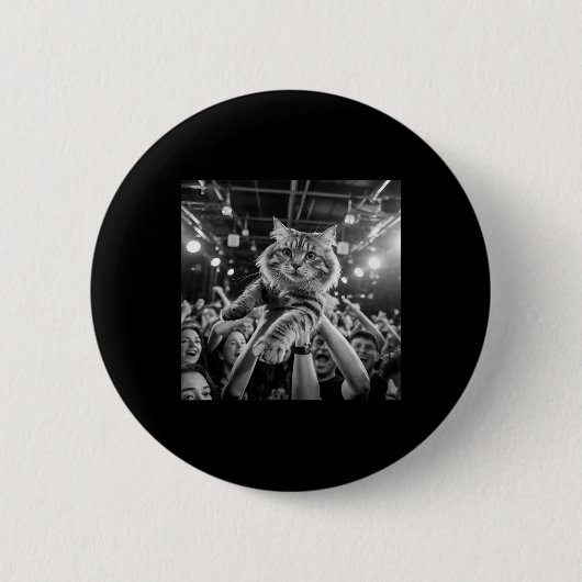 Menigte Surfen Kat Grappig Concert Meme Feest Kat  Ronde Button 5,7 Cm (Voorkant)