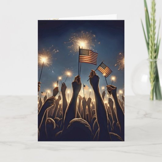 Menigte vieren 4 juli kaart (Voorkant)