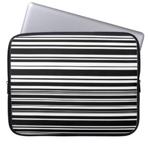Menigten oneven zwart-wit gestreepte banen laptop sleeve