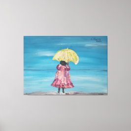 Menina na chuva canvas afdruk