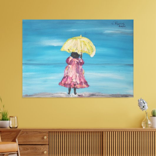 Menina na chuva canvas afdruk (Insitu (Woonkamer))
