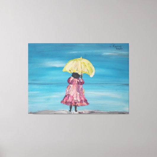 Menina na chuva canvas afdruk (Voorkant)