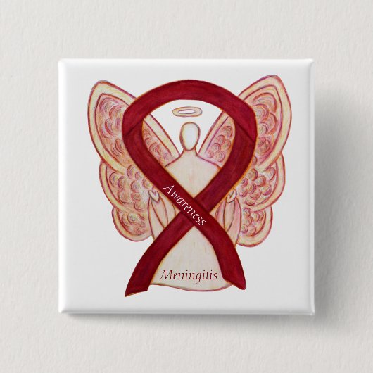 Meningitis Angel Awareness Ribbon Pins Vierkante Button 5,1 Cm (Voorkant)
