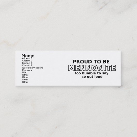 Mennonite Pride Funny Profile Card Humor Mini Visitekaartje (Voorkant)