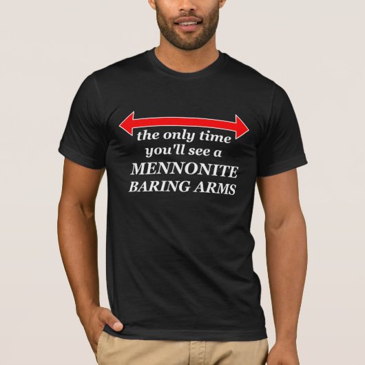 Mennonitische wapens neerleggen Funny T-Shirt Humo (Voorkant)