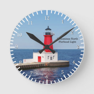 Menomine North Pierhead Light-klok Ronde Klok