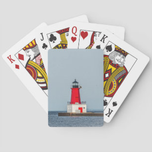 Menominee Lighthouse op Lake Michigan Bicycle Play Pokerkaarten