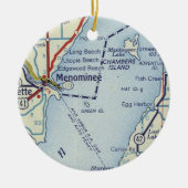 Menominee MI-kaart Keramisch Ornament (Voorkant)