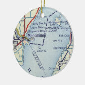 Menominee MI-kaart Keramisch Ornament (Links)