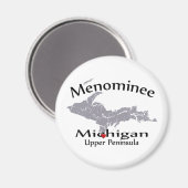 Menominee Michigan Heart Map Design Magnet (Voorkant / Achterkant)