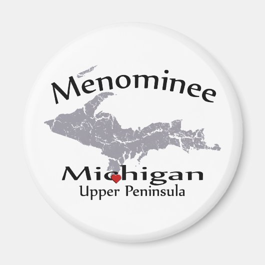 Menominee Michigan Heart Map Design Magnet (Voorkant)