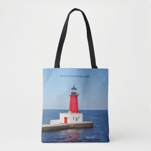 Menominee North Pierhead Light over de canvas tas (Voorkant)