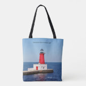 Menominee North Pierhead Light over de canvas tas (Achterkant)