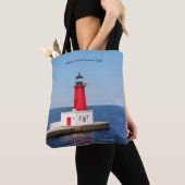 Menominee North Pierhead Light over de canvas tas (Dichtbij)