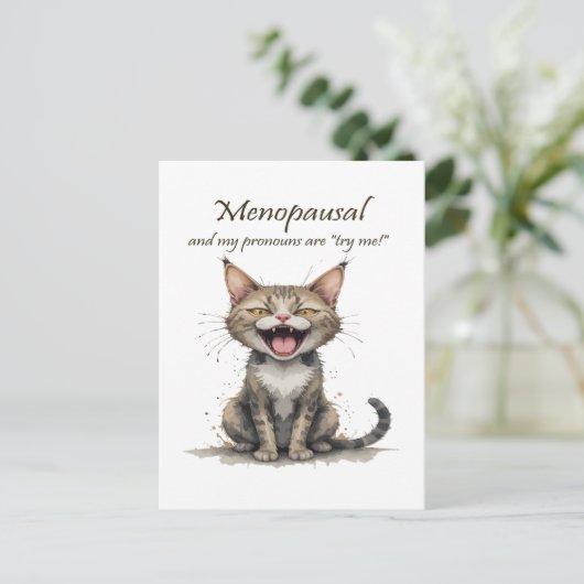 Menopause Humor Stressed Angry Cat Briefkaart (Staand voorkant)