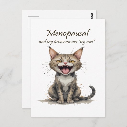 Menopause Humor Stressed Angry Cat Briefkaart (Voorkant / Achterkant)